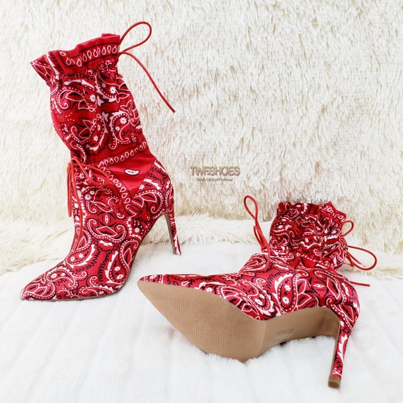 Drawstring 4" Stiletto High Heel Mid Calf Boots 8.5 LAST ONE - Picture 6 of 11